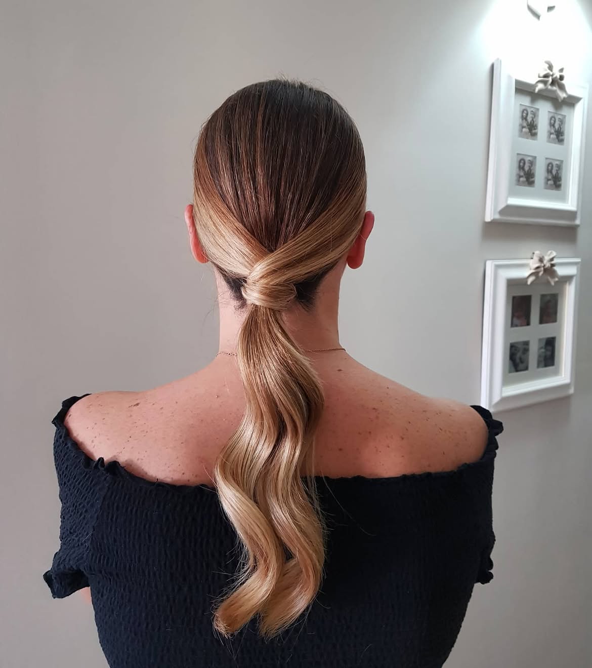 Twisted Low Ponytail With Hollywood Waves