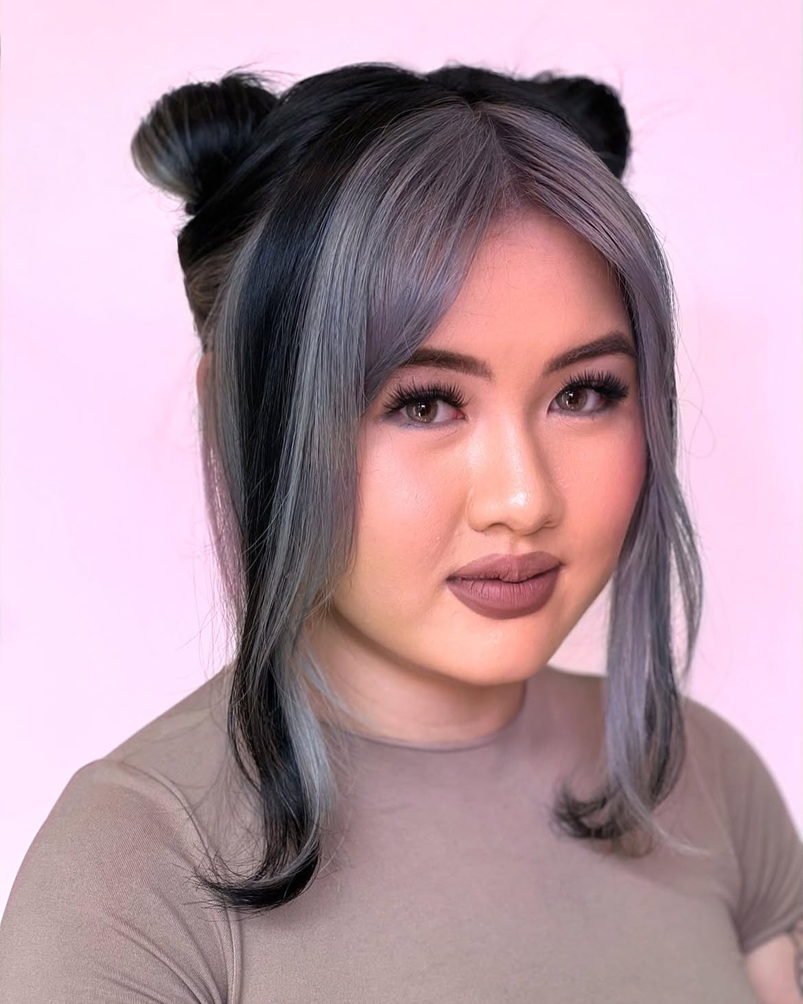 Two Tone Space Buns With Face Framing Money Pieces