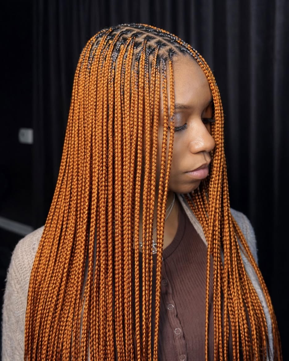 Vibrant Copper Knotless Box Braids