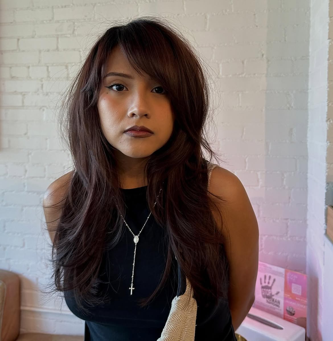 Volume Boosted Layered Cut With Side Swept Bangs