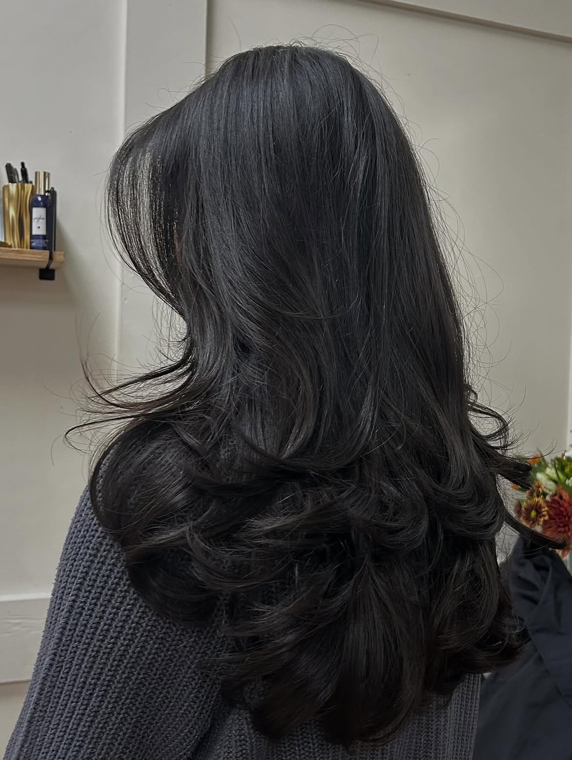 Voluminous Butterfly Layers On Jet Black Hair