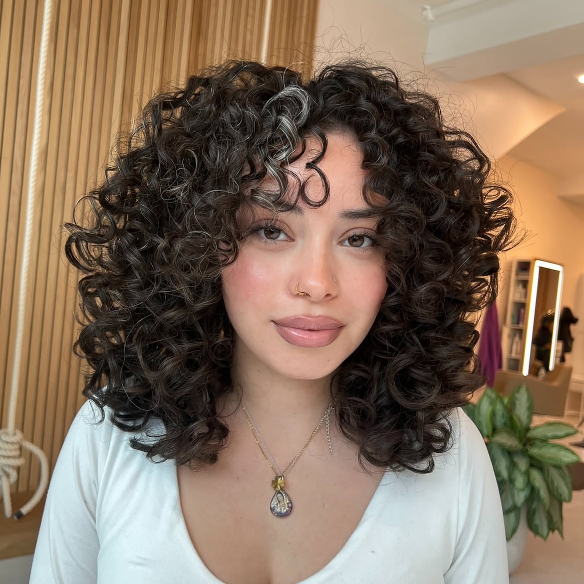 Voluminous Curly Shag With Face Framing Highlights