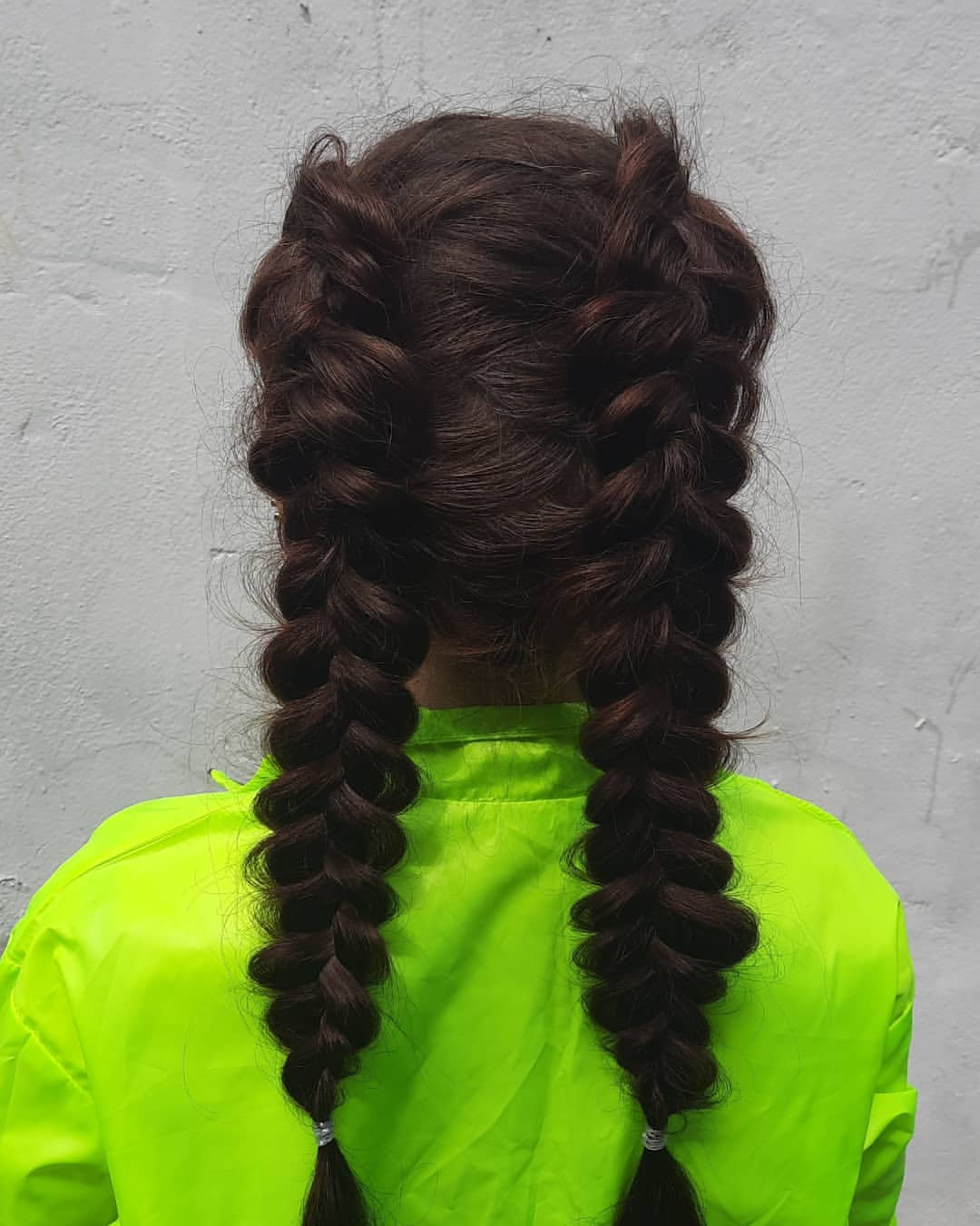 Voluminous Double Dutch Braids On Dark Espresso Hair