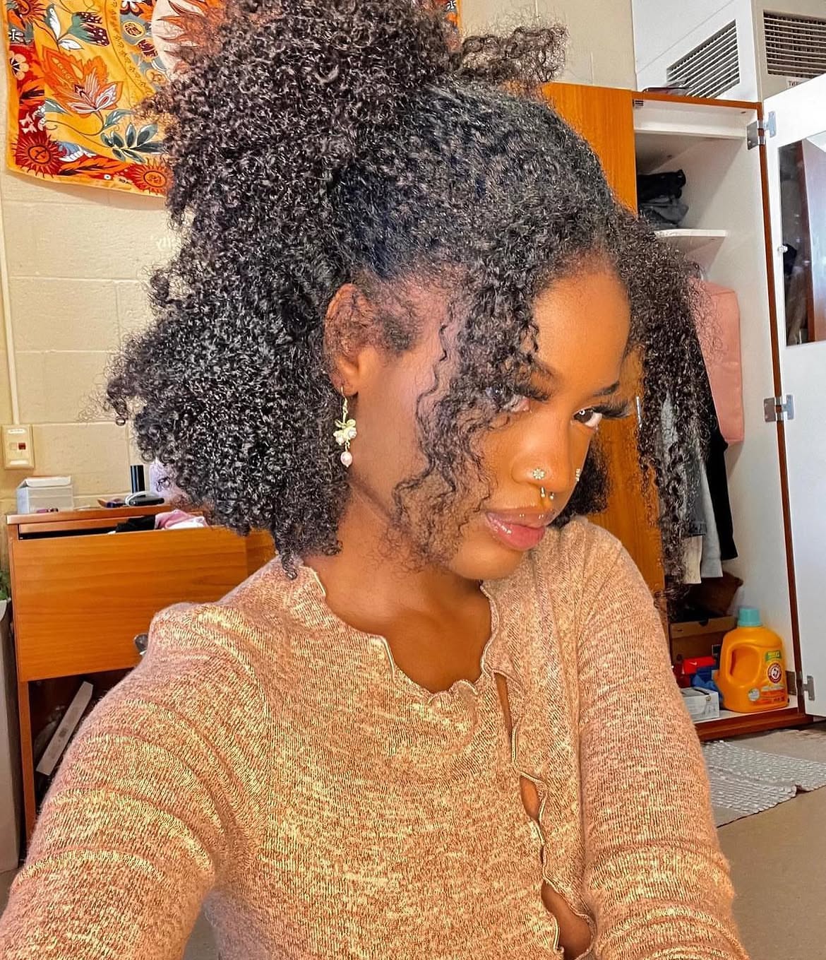 Voluminous Half Up Curly High Pony