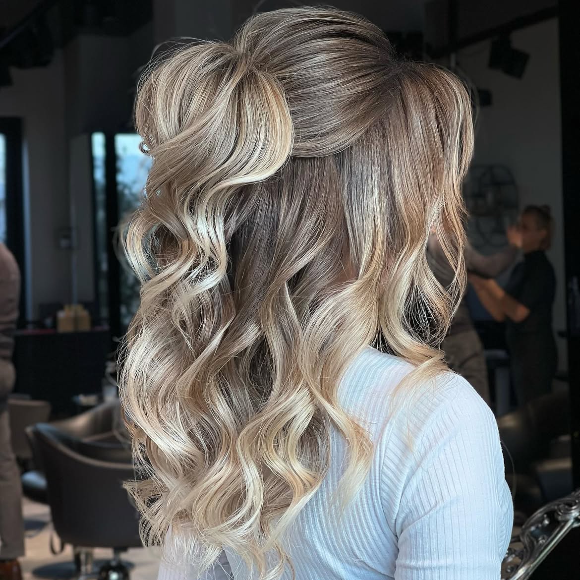 Voluminous Half Up Half Down Wavy Hairstyle