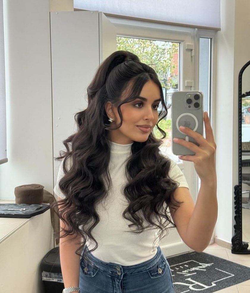 Voluminous Half Up Half Down Wavy Hairstyle