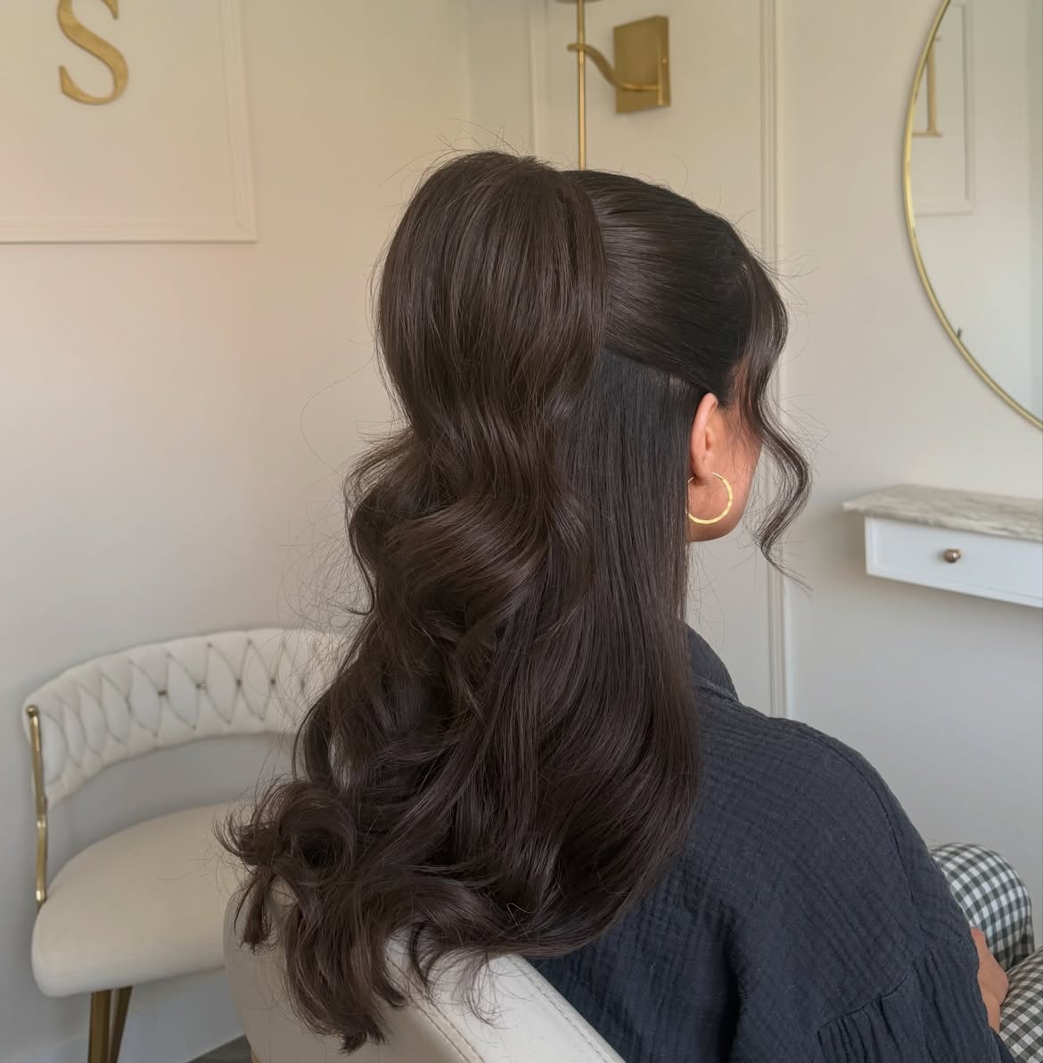 Voluminous Half Up Half Down With Hollywood Waves