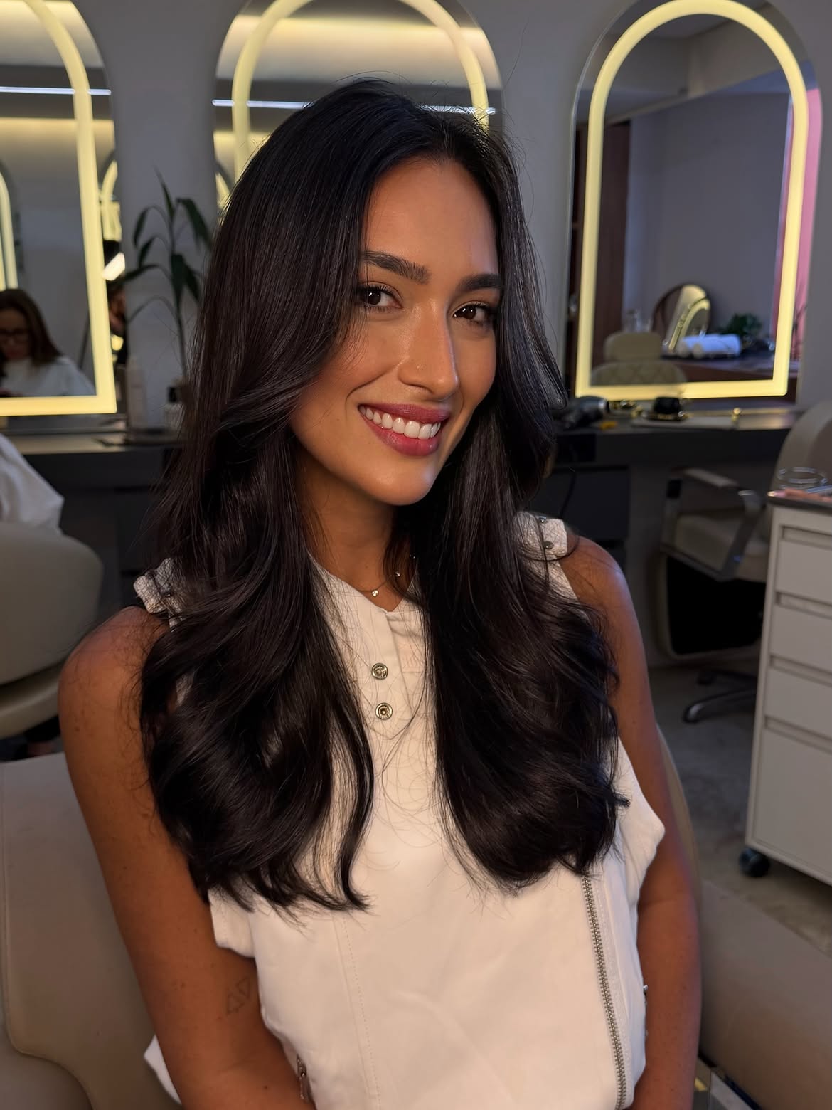 Voluminous Long Layers With Soft Curtain Bangs