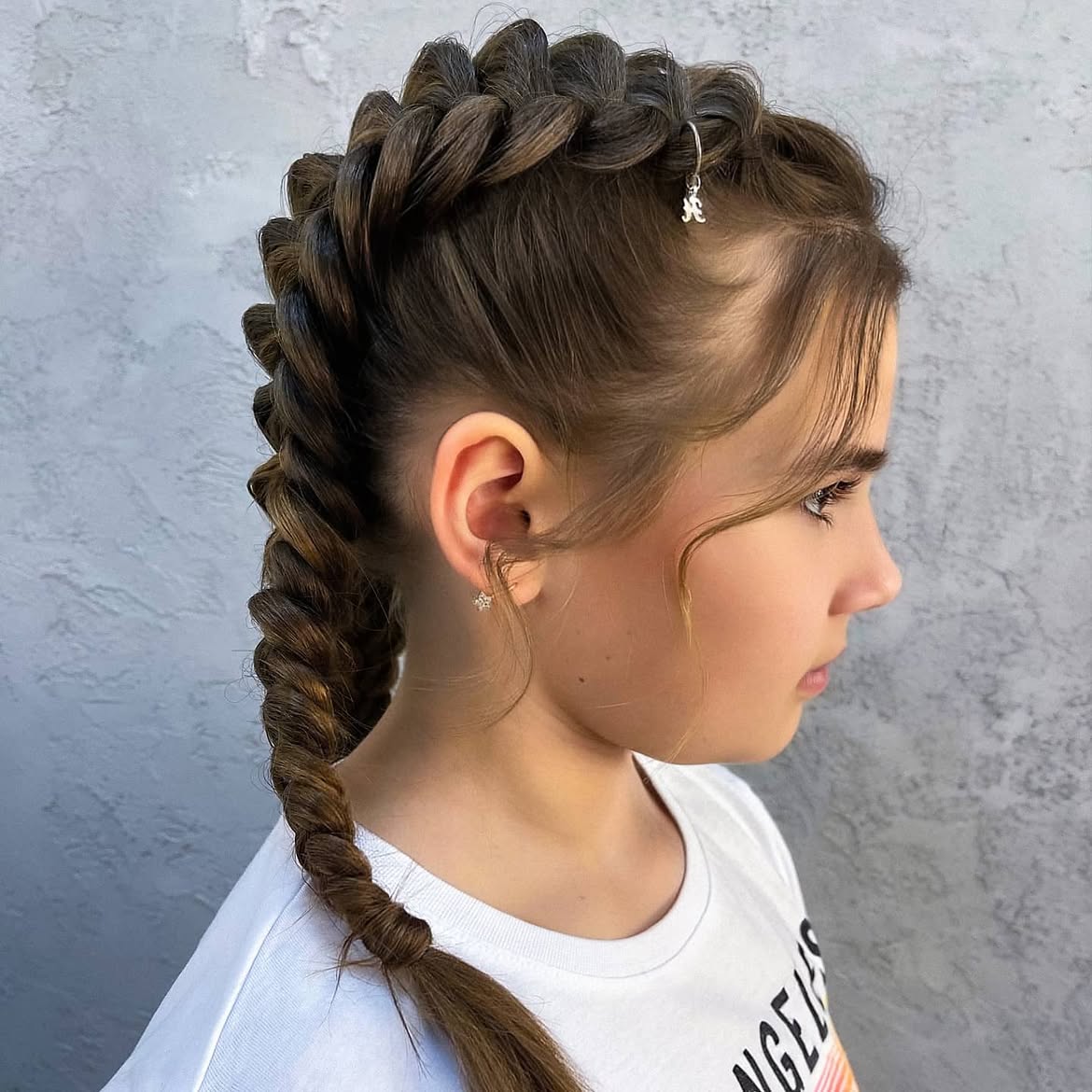 Voluminous Mohawk French Braid With Hair Rings