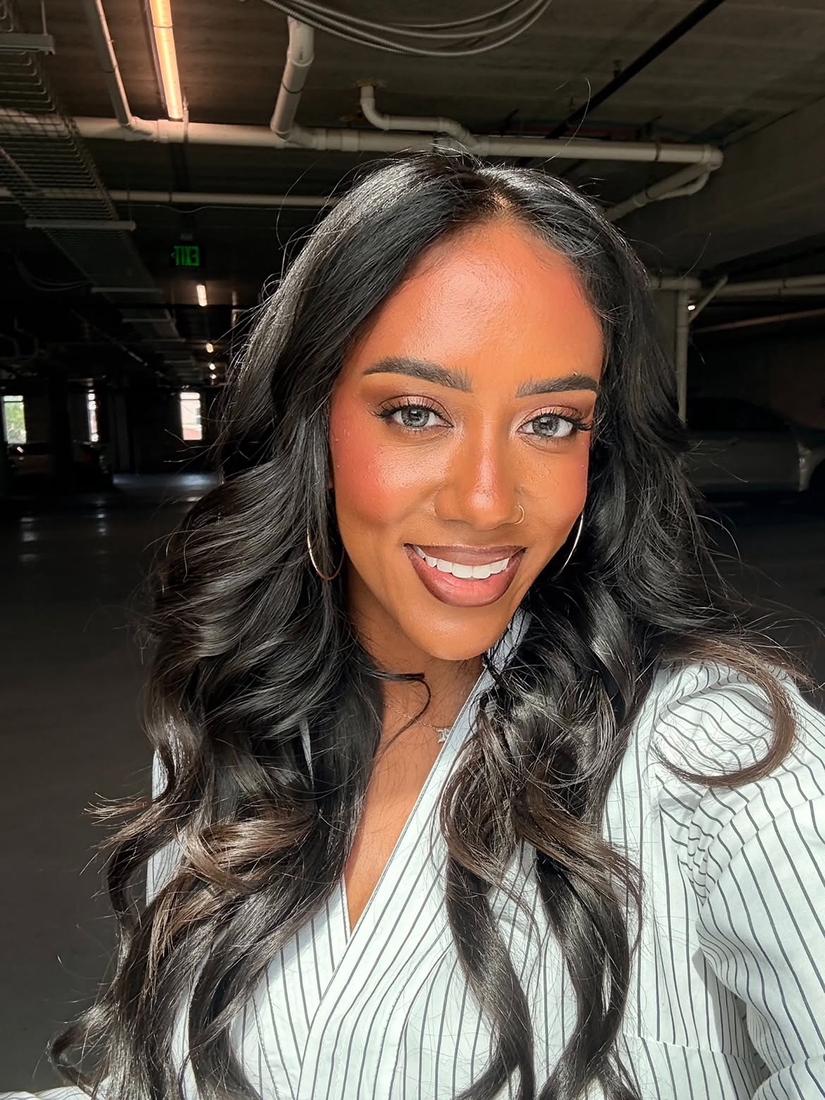 Voluminous Soft Waves On Jet Black Hair