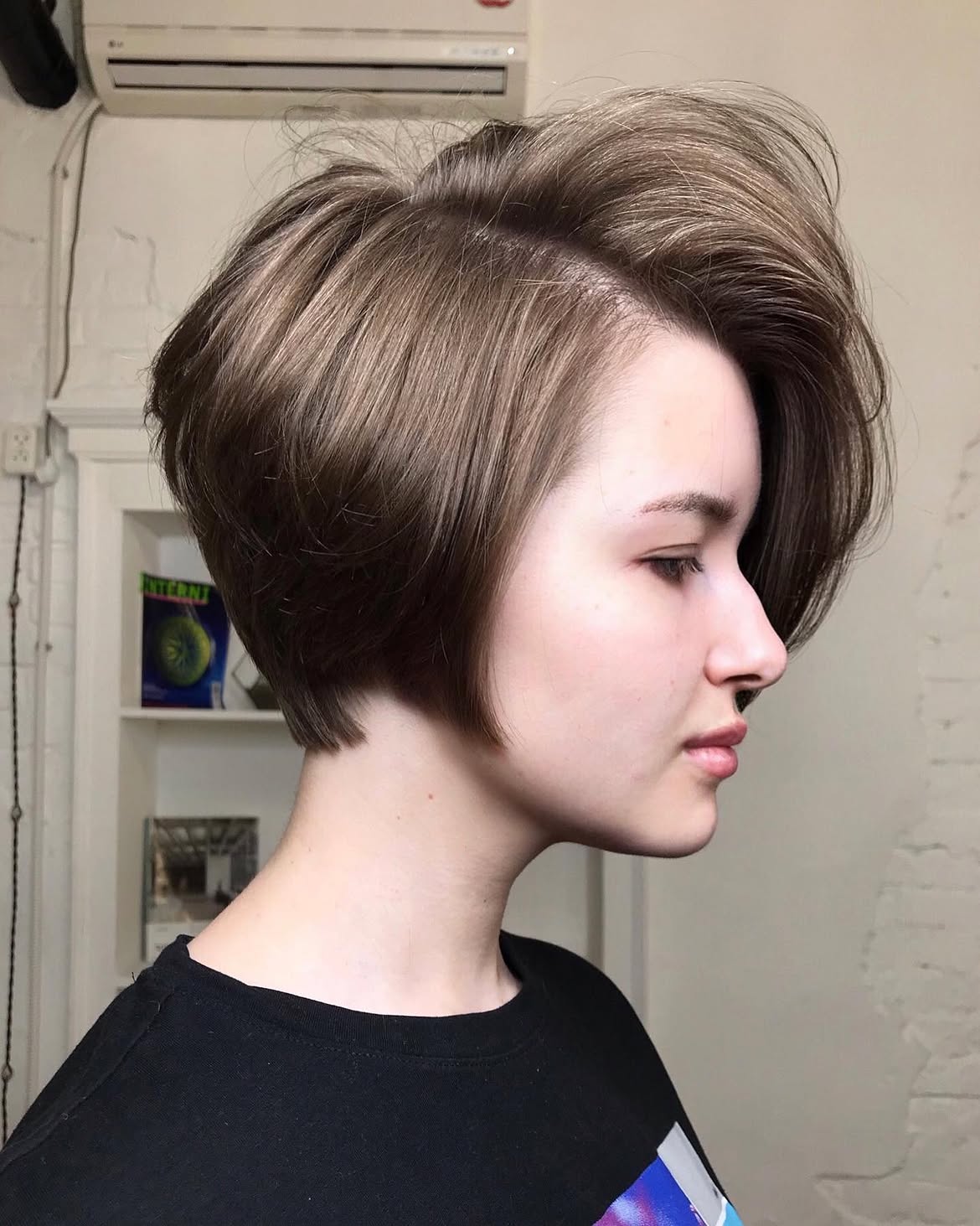 Voluminous Tapered Pixie Bob With Deep Side Part