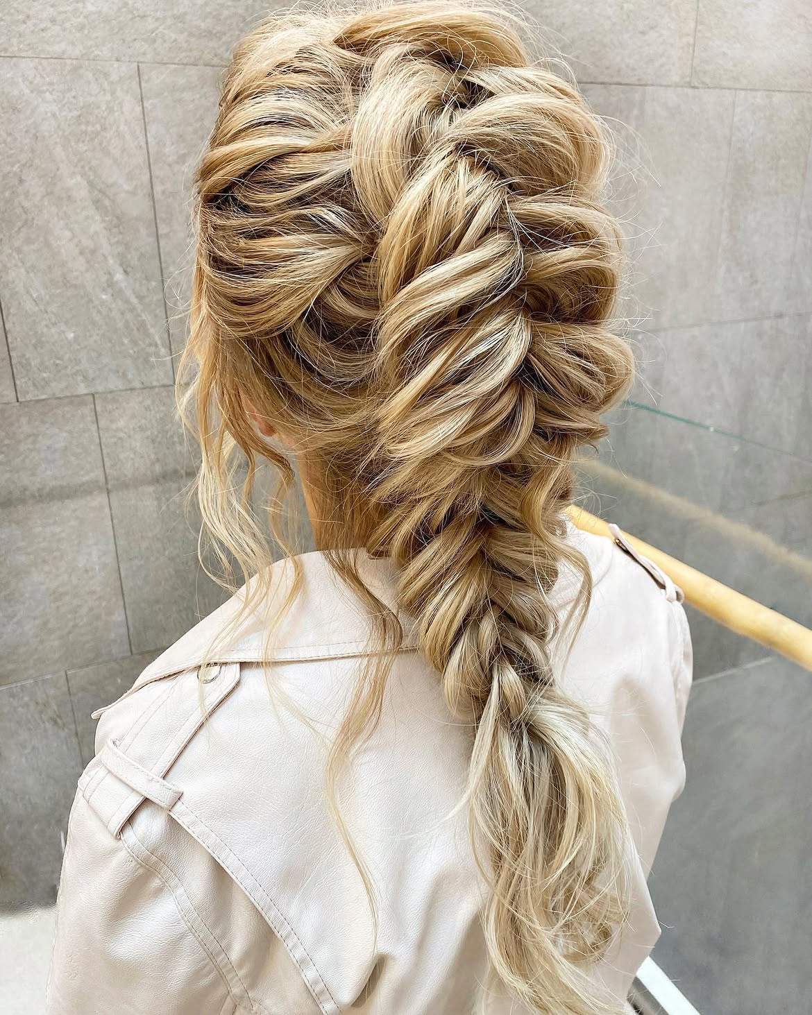 Voluminous Textured French Braid For Long Blonde Hair