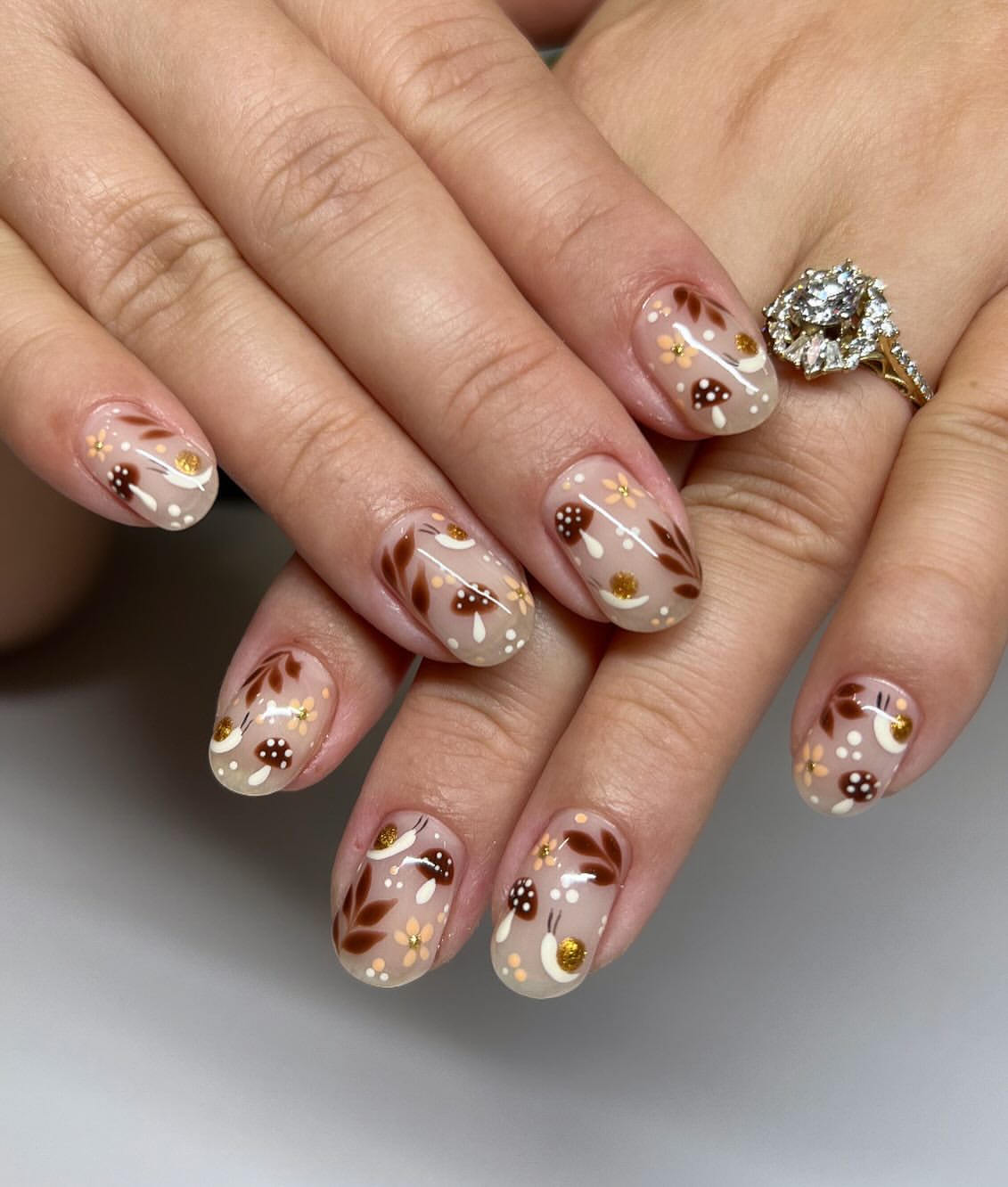 Whimsical Mushroom Forest Fall Nails