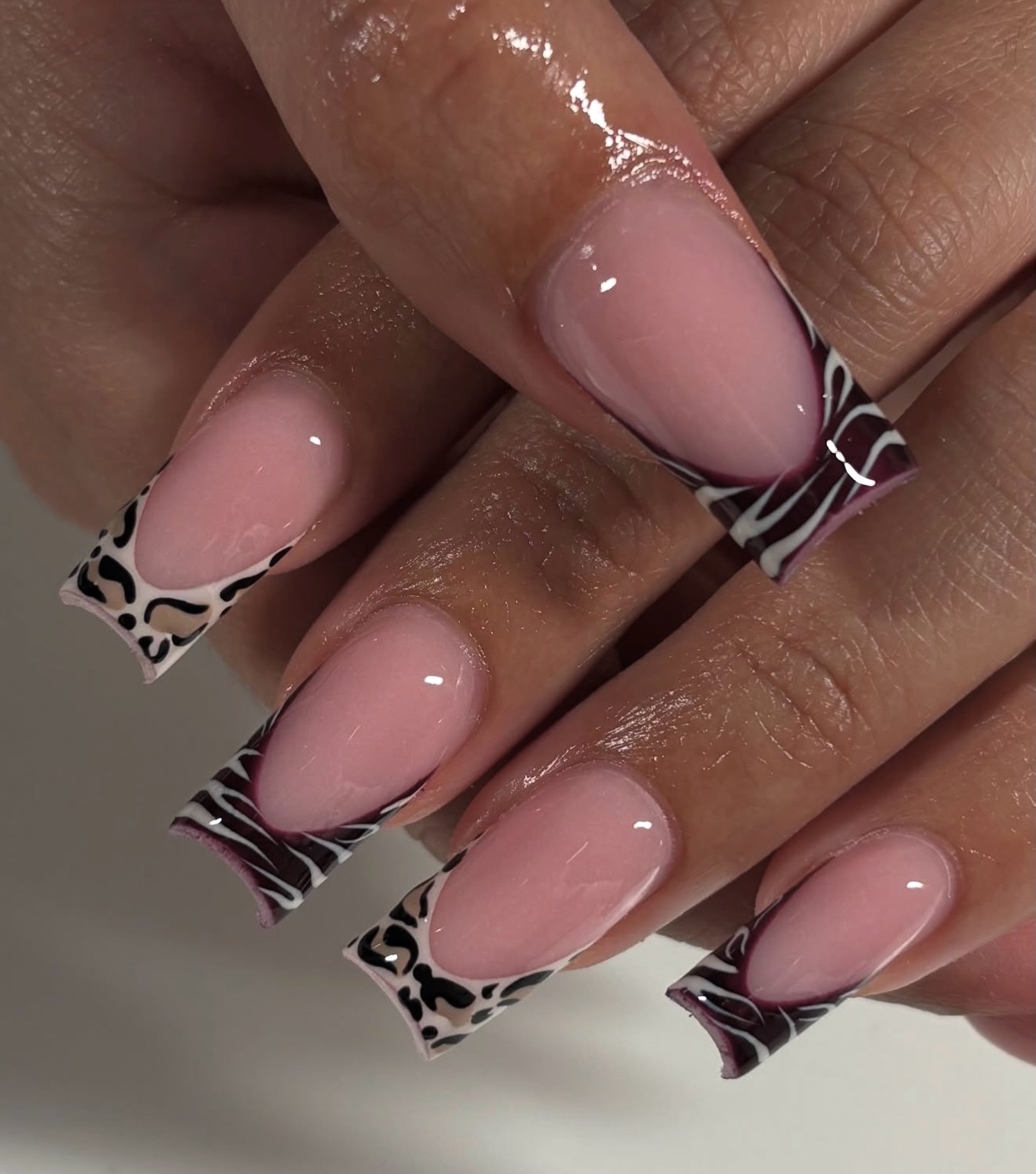 Wild French Coffin Nails with Cheetah and Zebra Accents