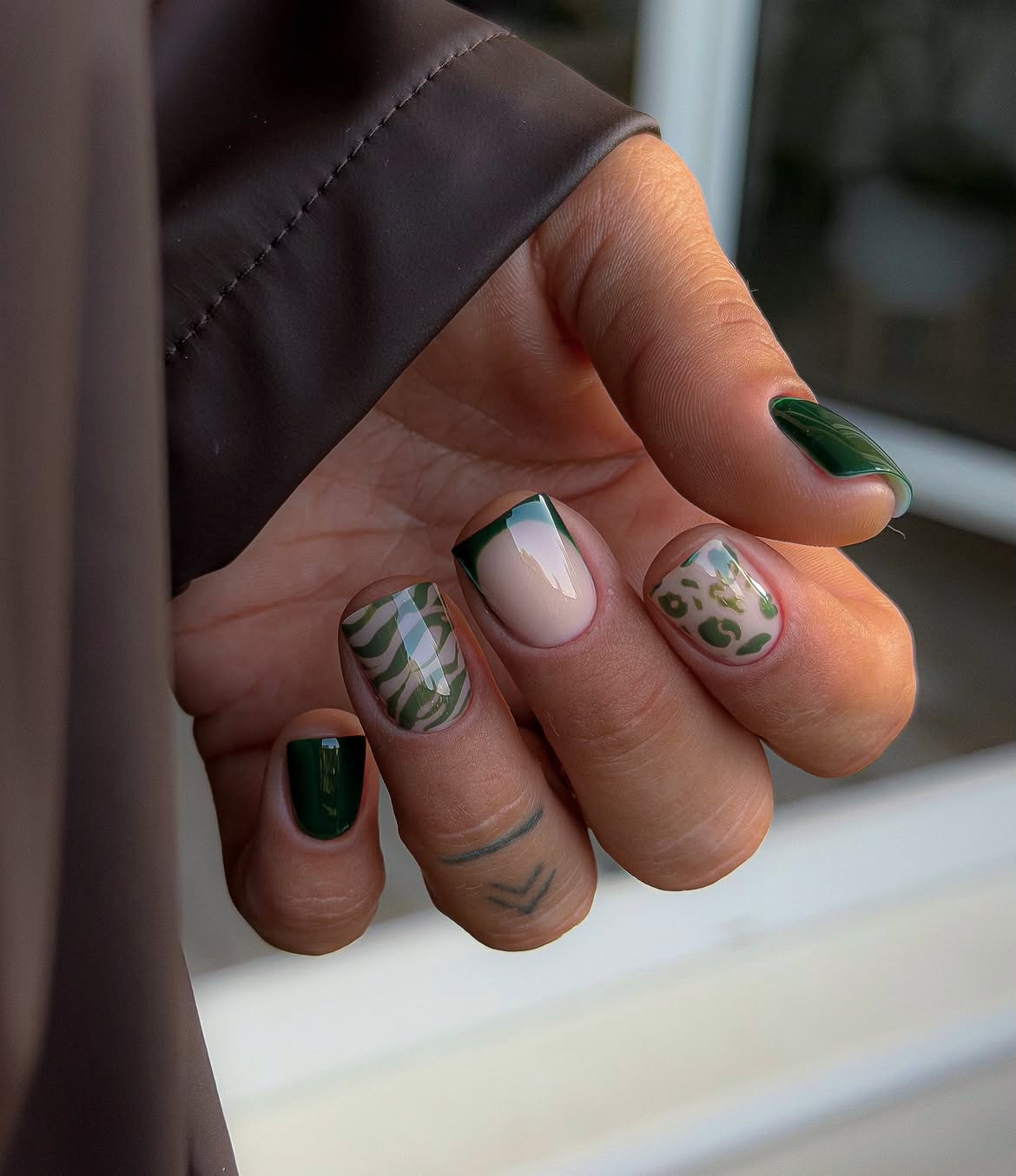 Abstract Green French and Animal Print Mix