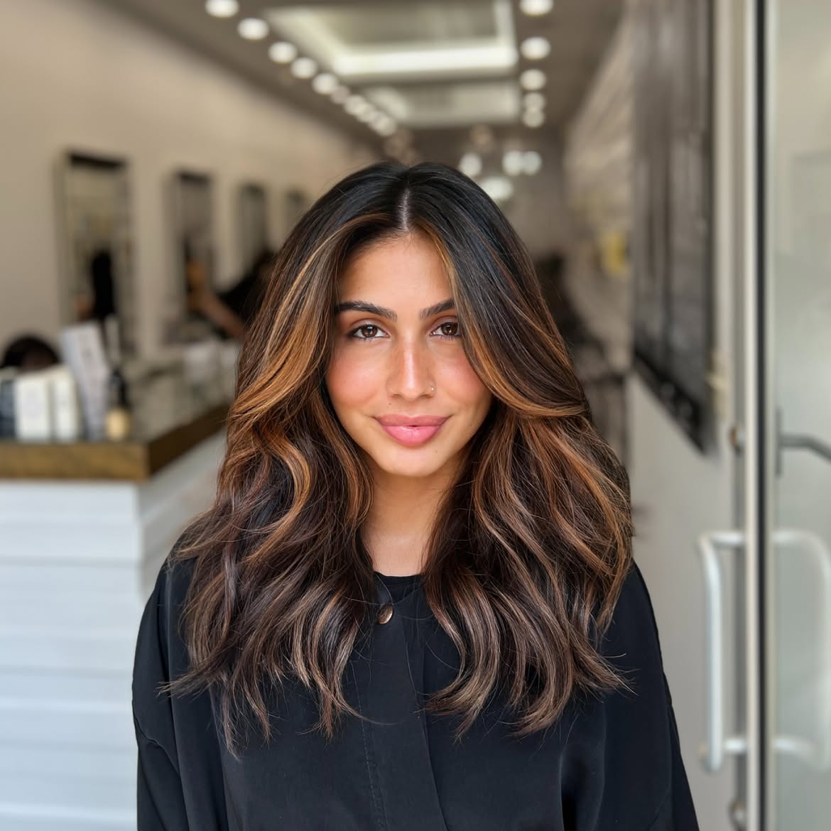 Caramel Balayage Layers With Face Framing Highlights