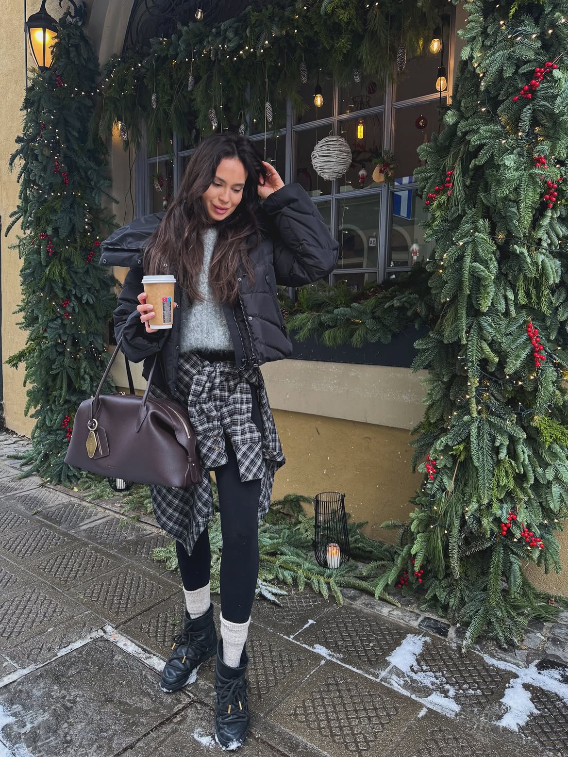Casual Puffer Layered For Winter Coffee Run