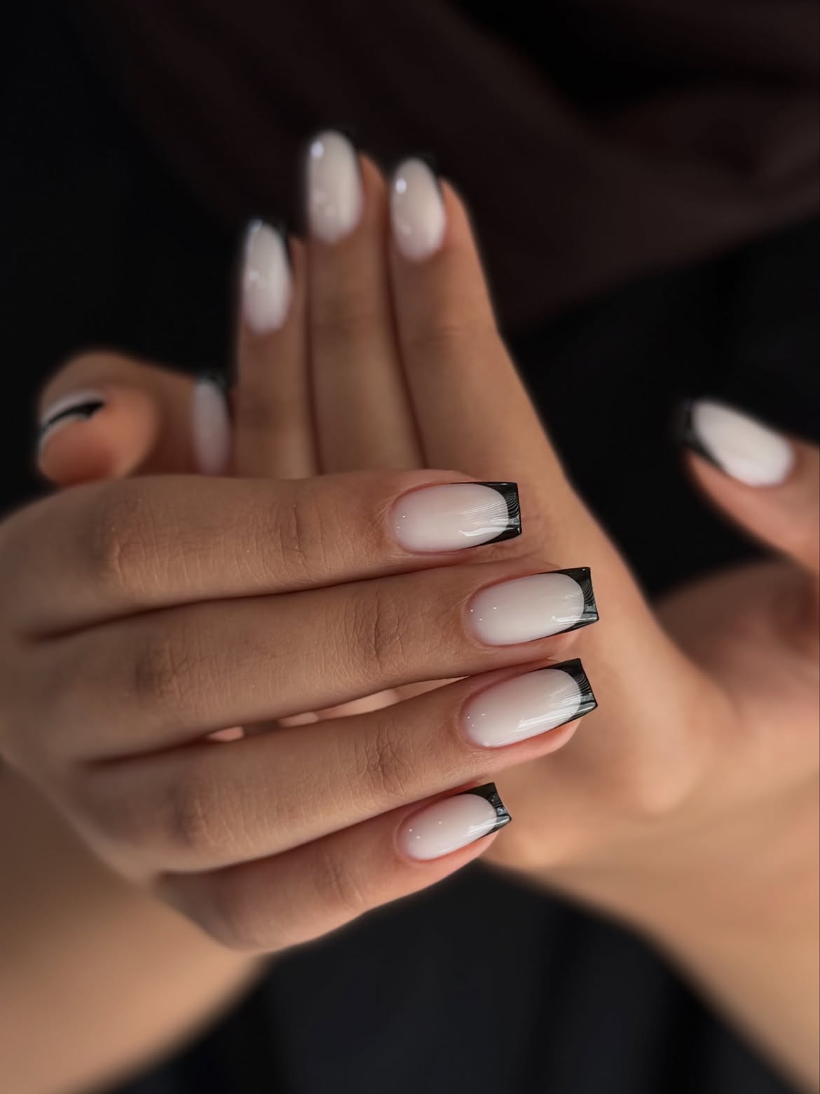 Chic Black Tip French Manicure