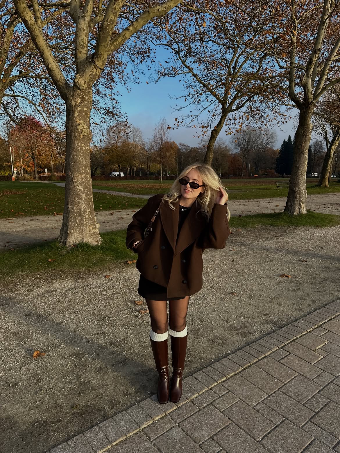 Chic Brown Jacket and Knee-High Boots Outfit