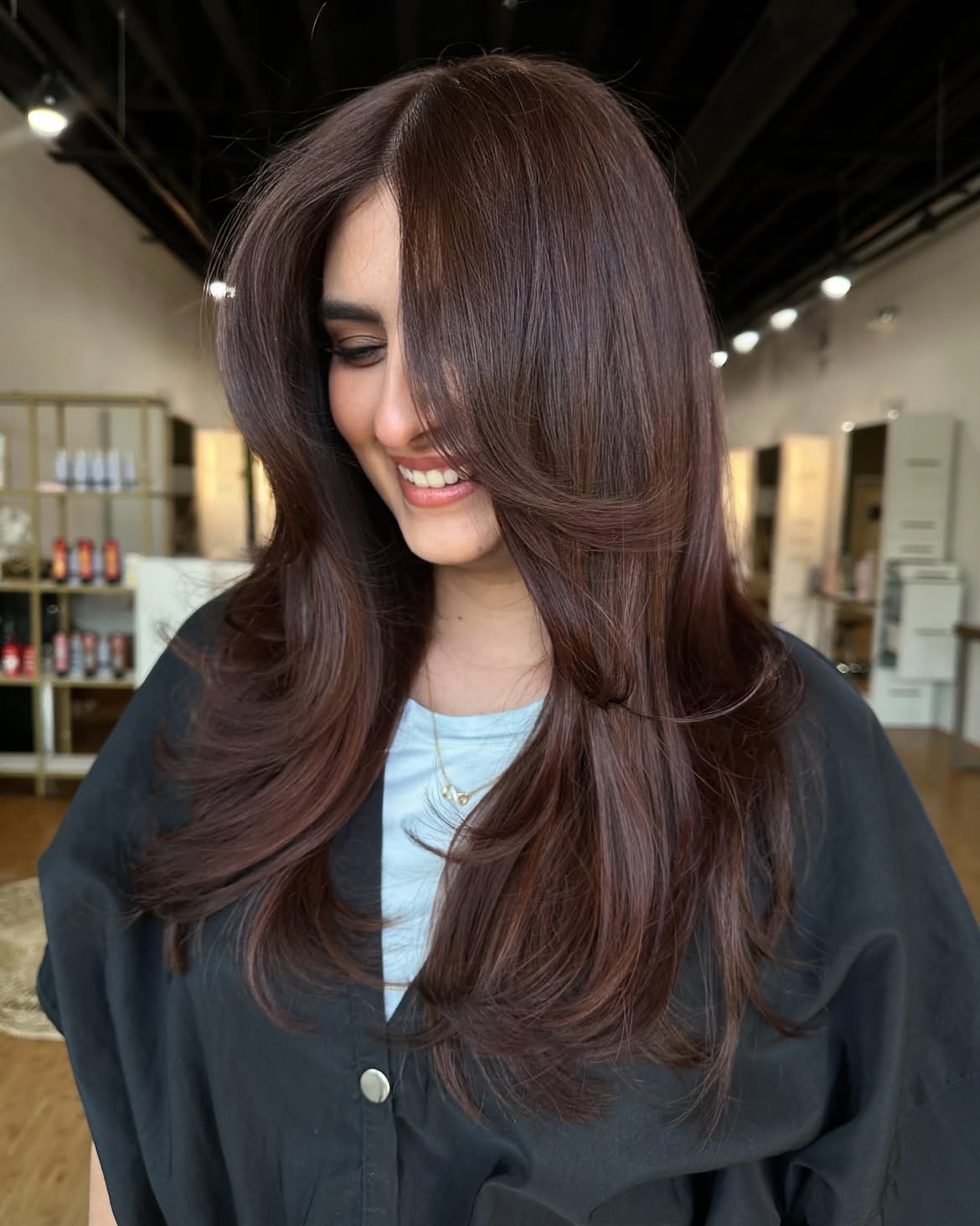 Chic Copper Brown Layered Cut With Face Framing