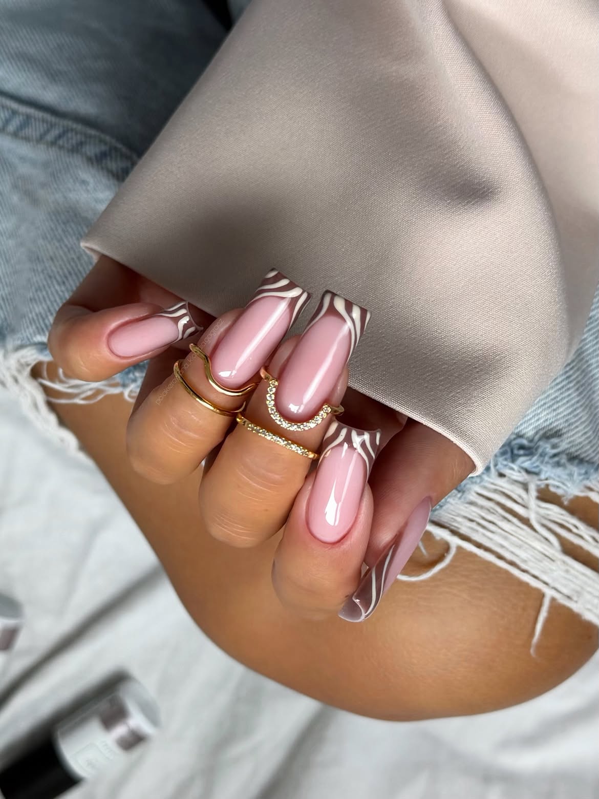 Chic French Tips With Zebra Accents
