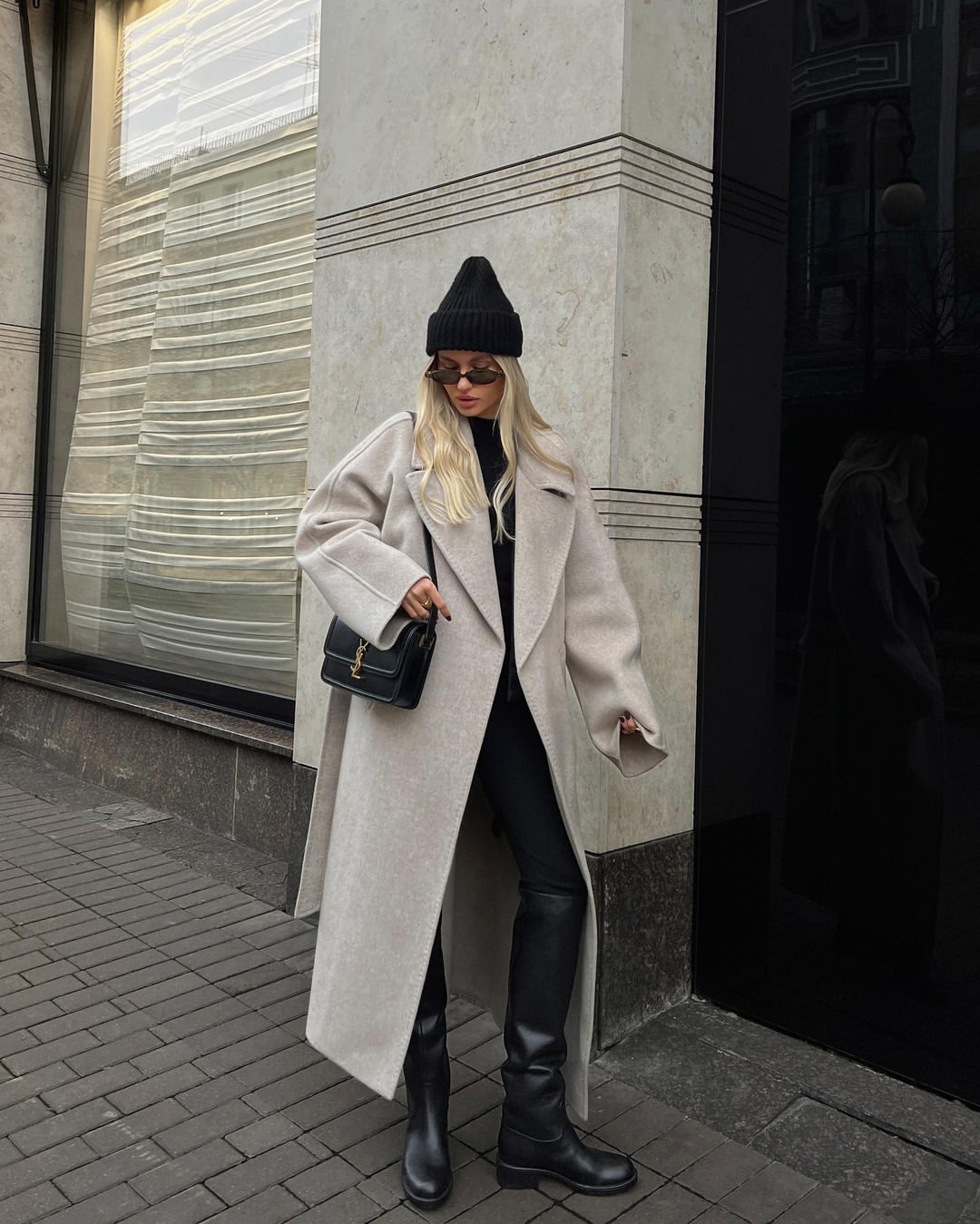 Chic Monochrome Layers With A Longline Coat