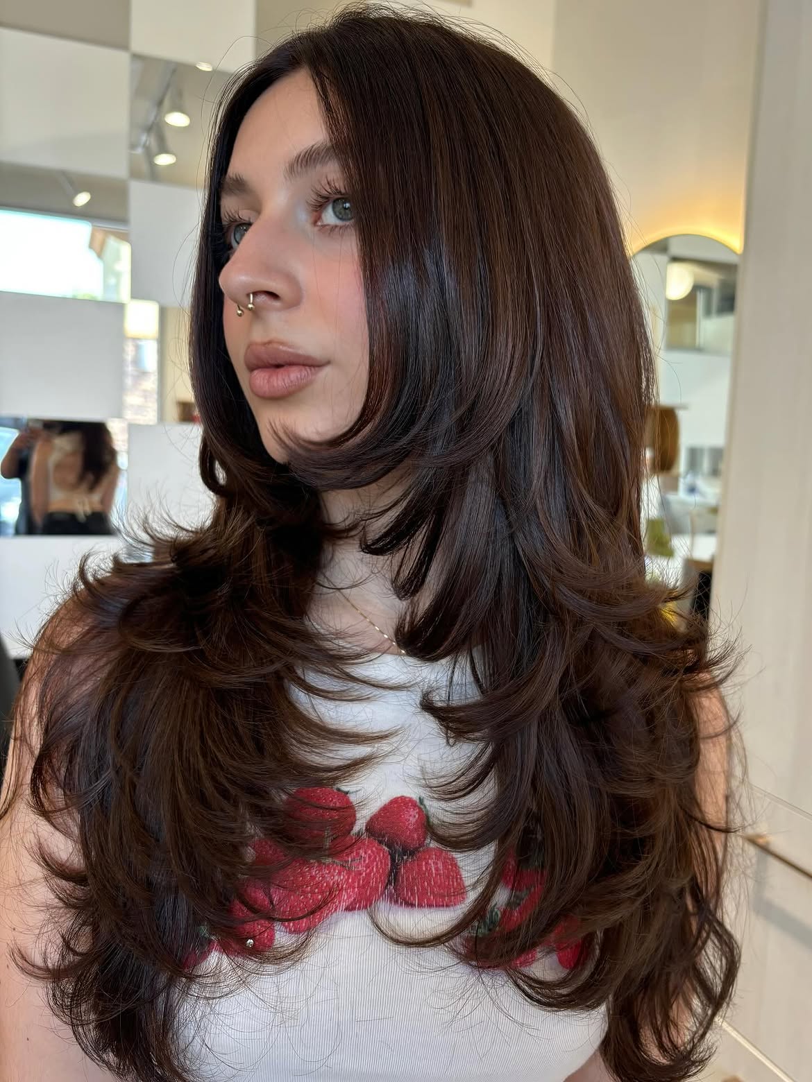 Chocolate Brown Butterfly Cut With Voluminous Layers