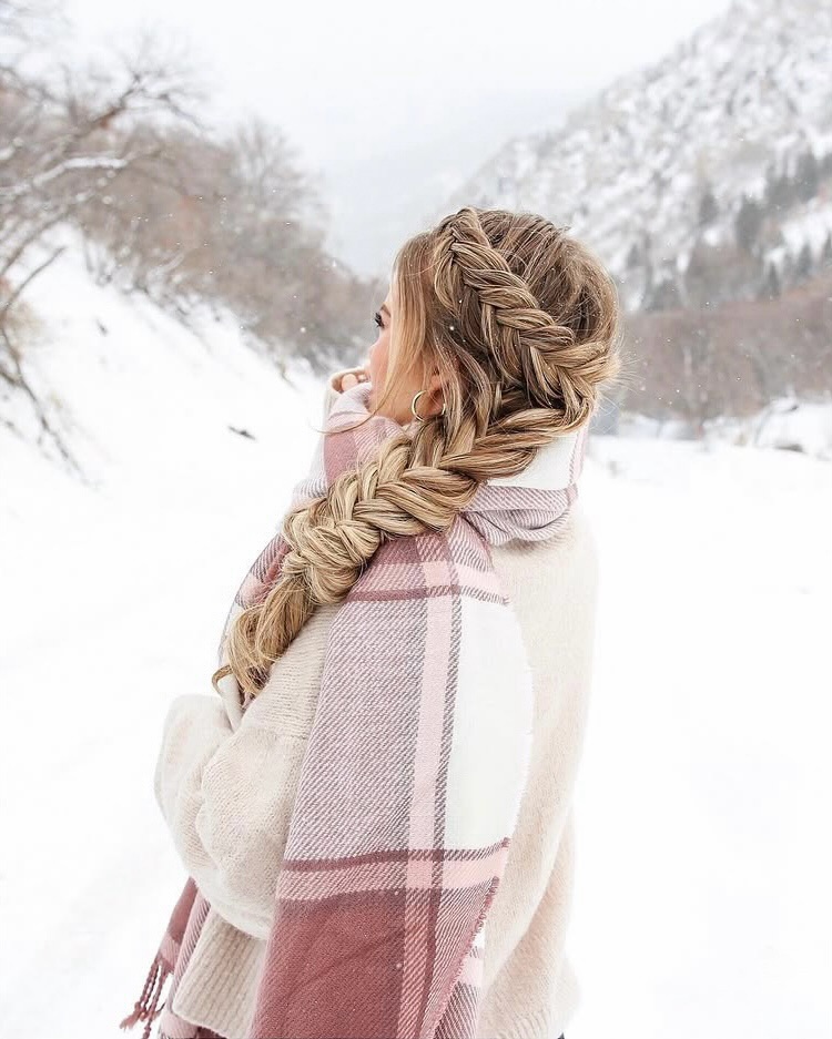 Chunky Fishtail Braid With Honey Blonde Highlights
