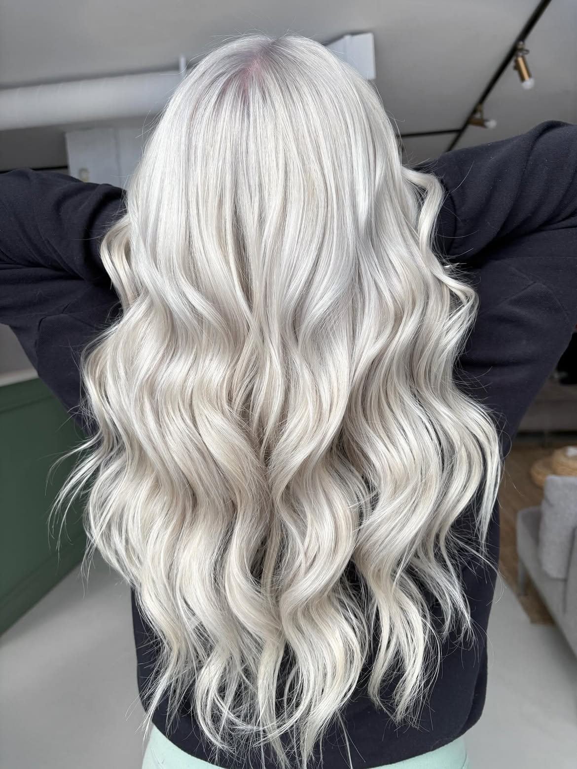 Cool Platinum Blonde Waves With Long Layers