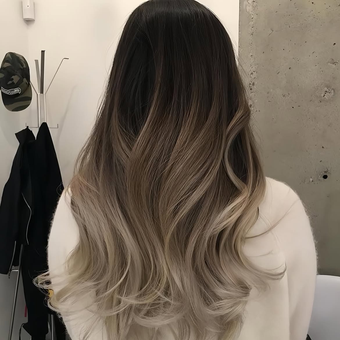 Cool Toned Ash Blonde Ombre On Dark Roots