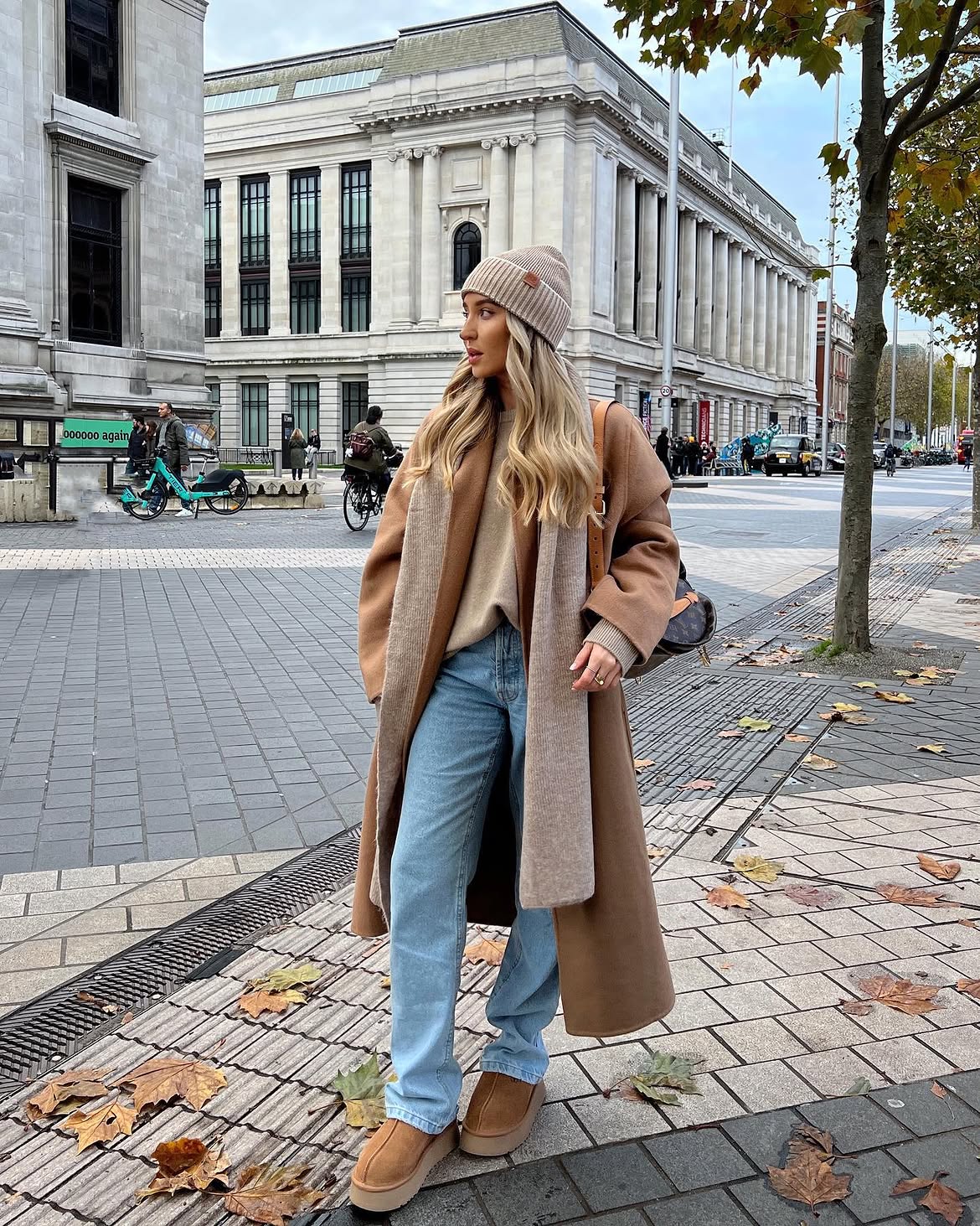 Cozy Camel Coat And Light Wash Denim Winter Look