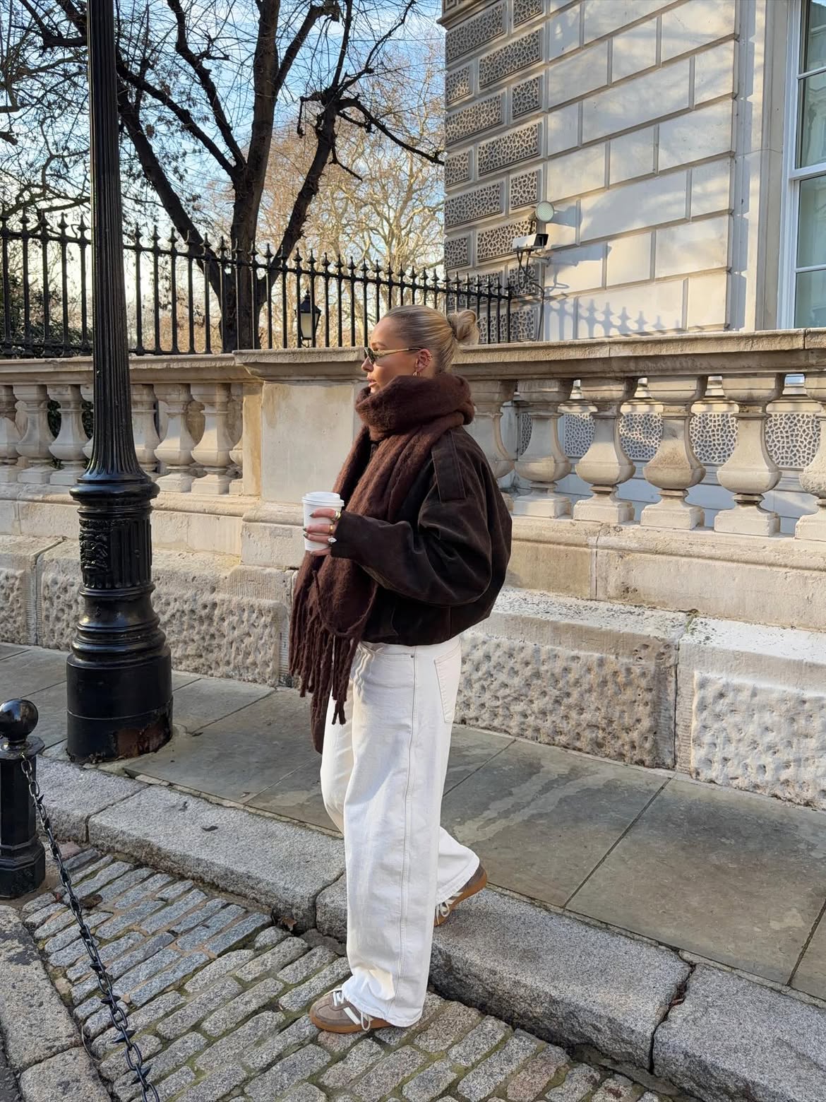 Cozy Chocolate Knit With Cream Wide Leg Jeans