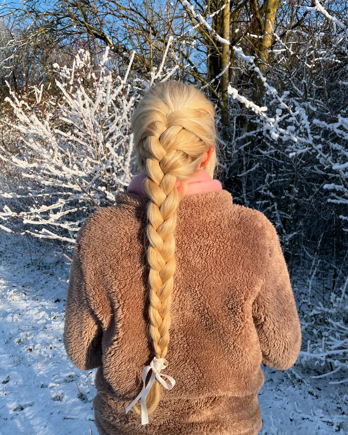 Cozy Fishtail Braid With Winter White Ribbon