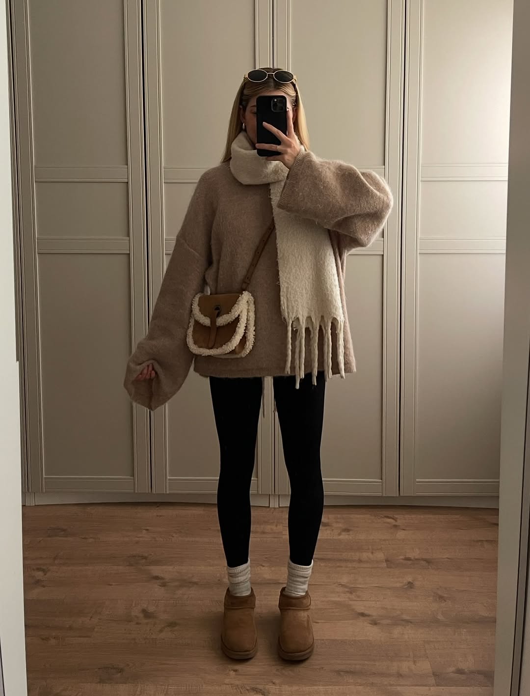 Cozy Knit Oversized Sweater With Ugg Boots