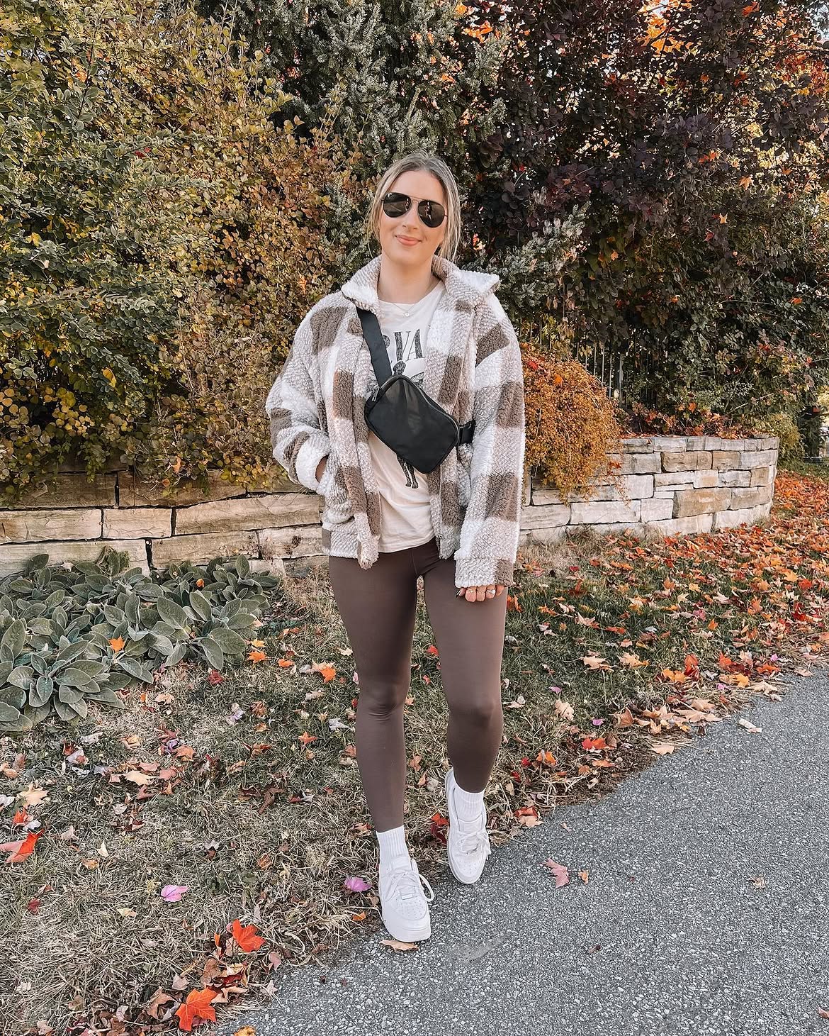 Cozy Plaid Fleece Jacket And Leggings Outfit