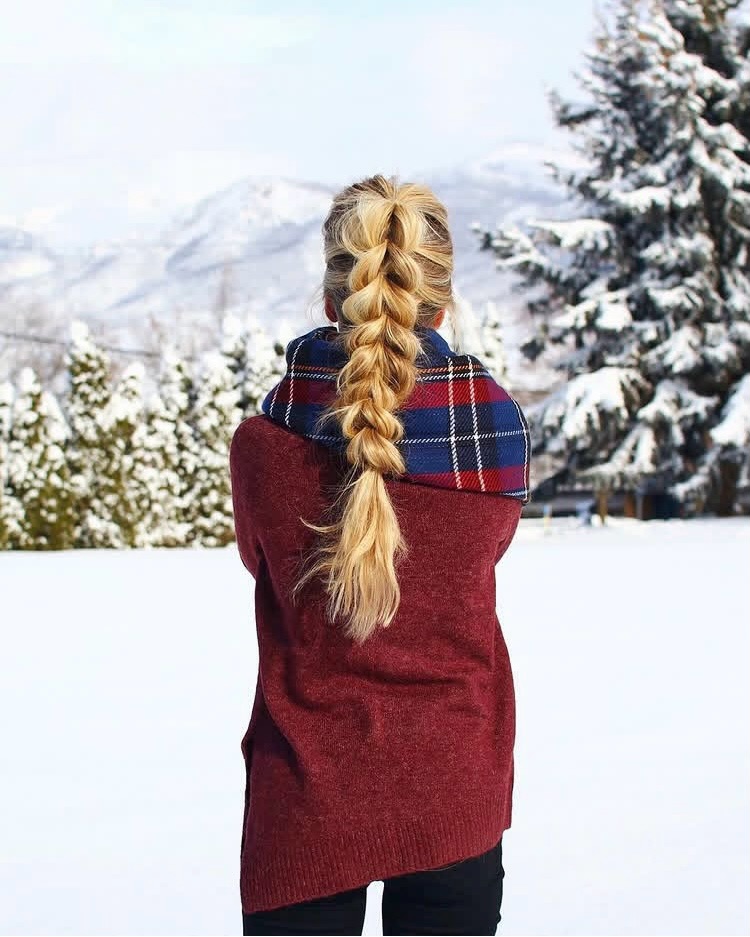 Cozy Winter Braided Ponytail With Golden Blonde