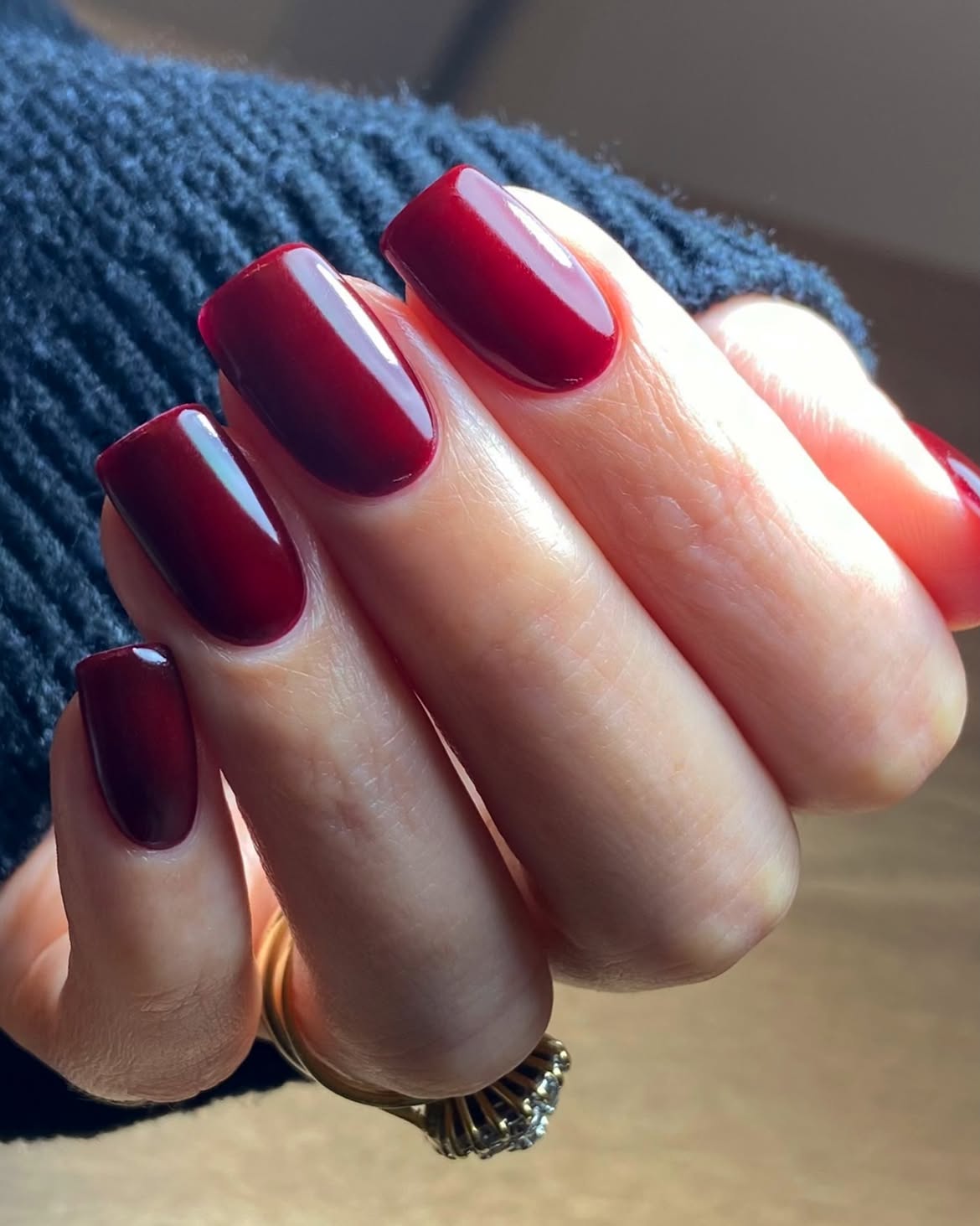 Deep Burgundy High Gloss Square Nails