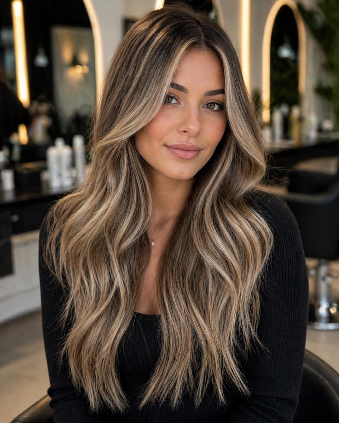 Dimensional Caramel Balayage With Face Framing Highlights