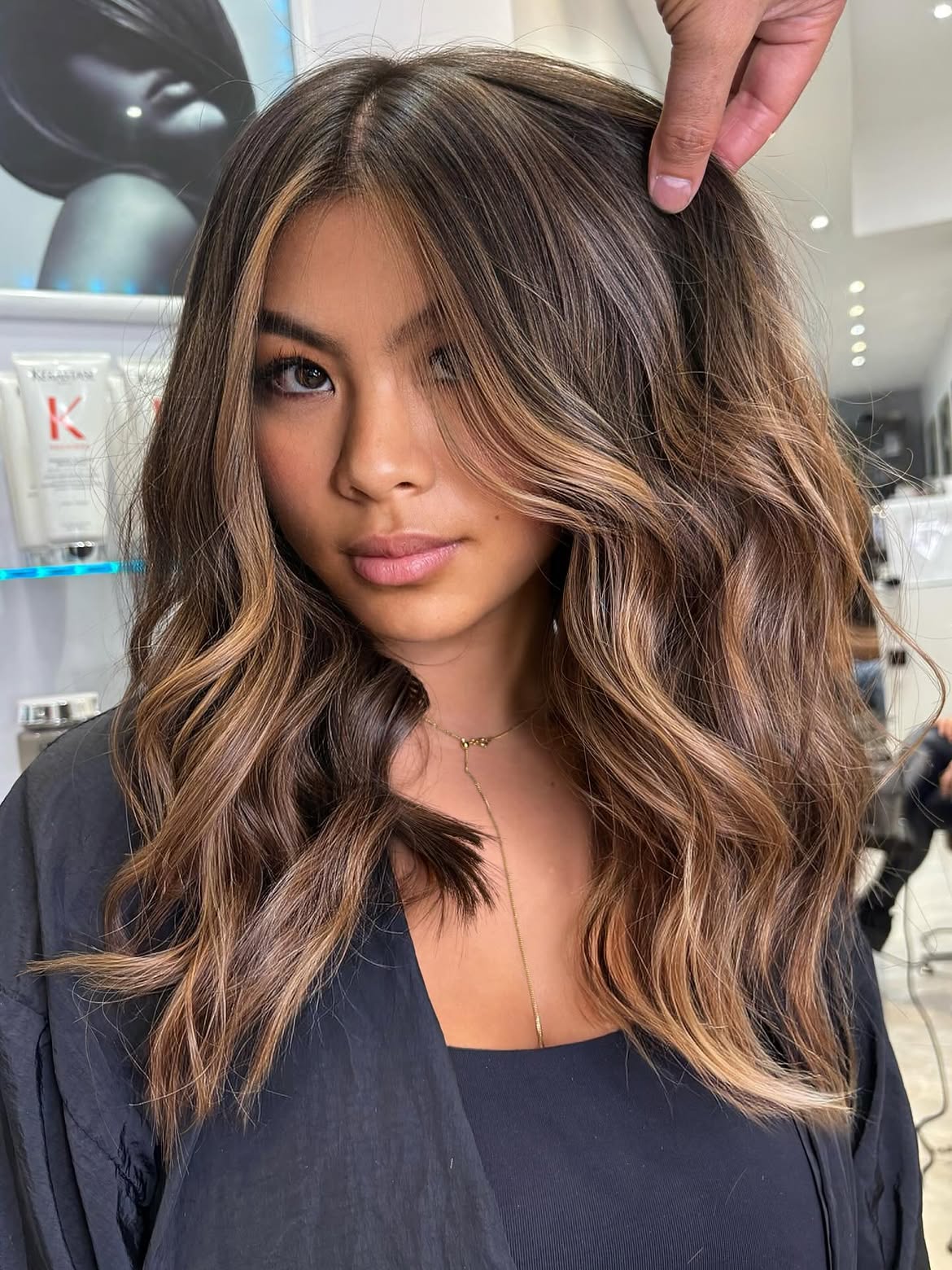 Dimensional Caramel Balayage With Face Framing Layers