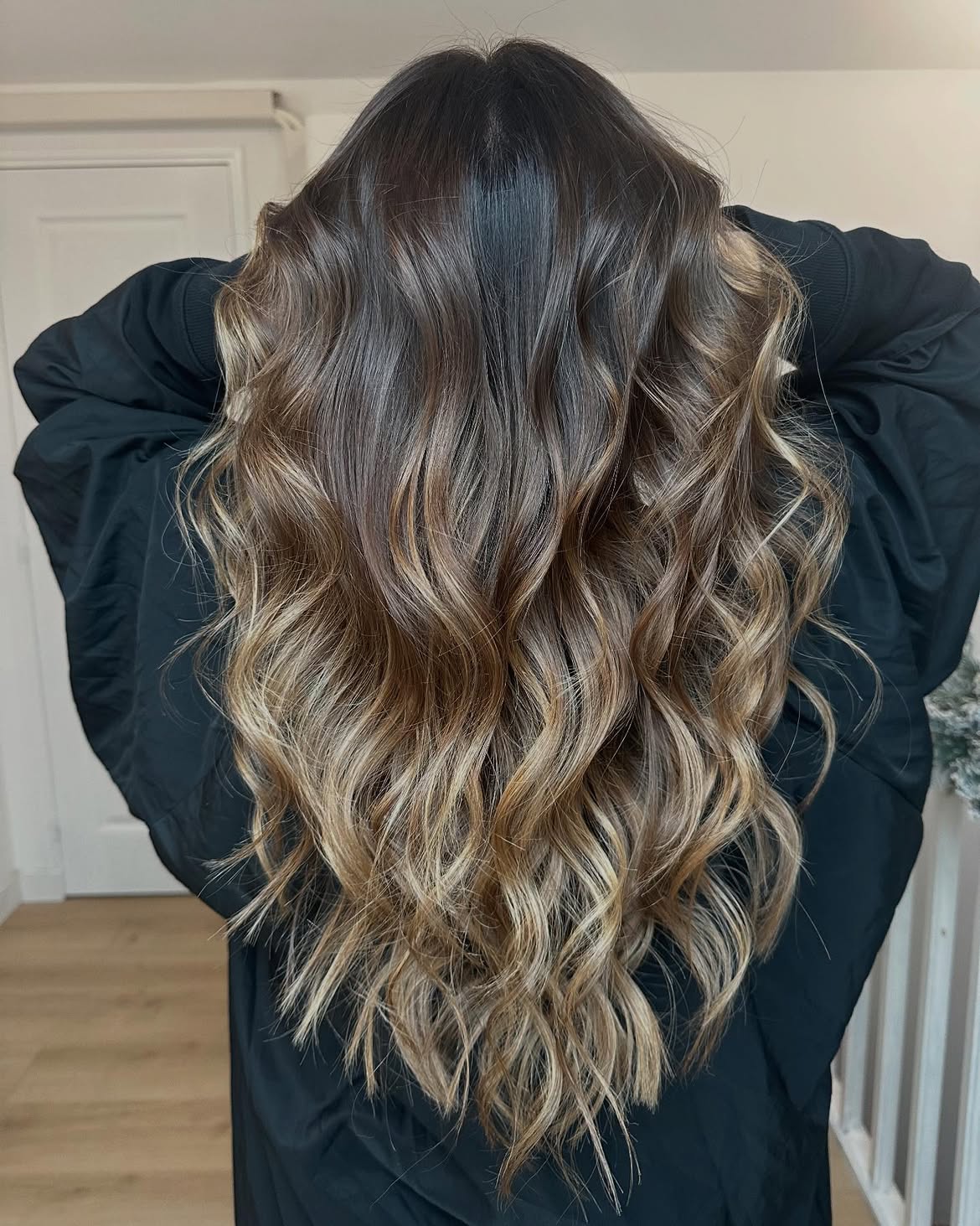 Dimensional Caramel Ombre On Long Wavy Brunette Hair