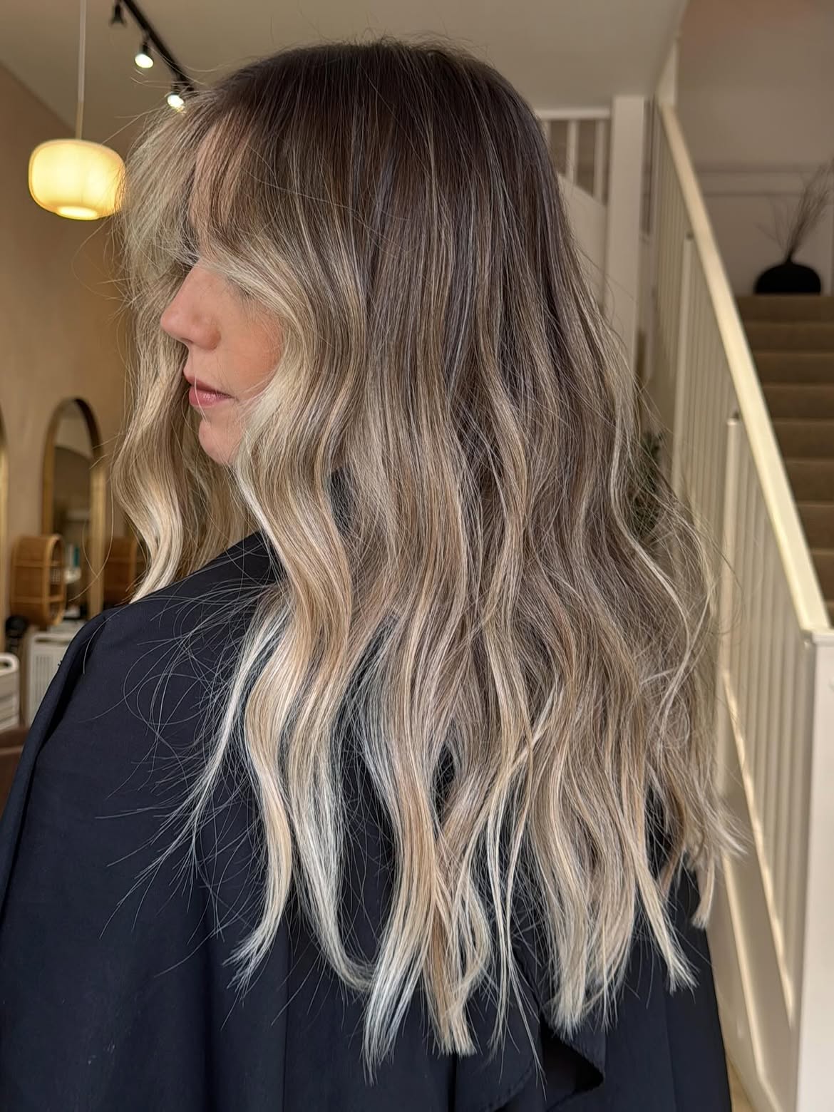 Dimensional Mushroom Brown Balayage With Face Framing
