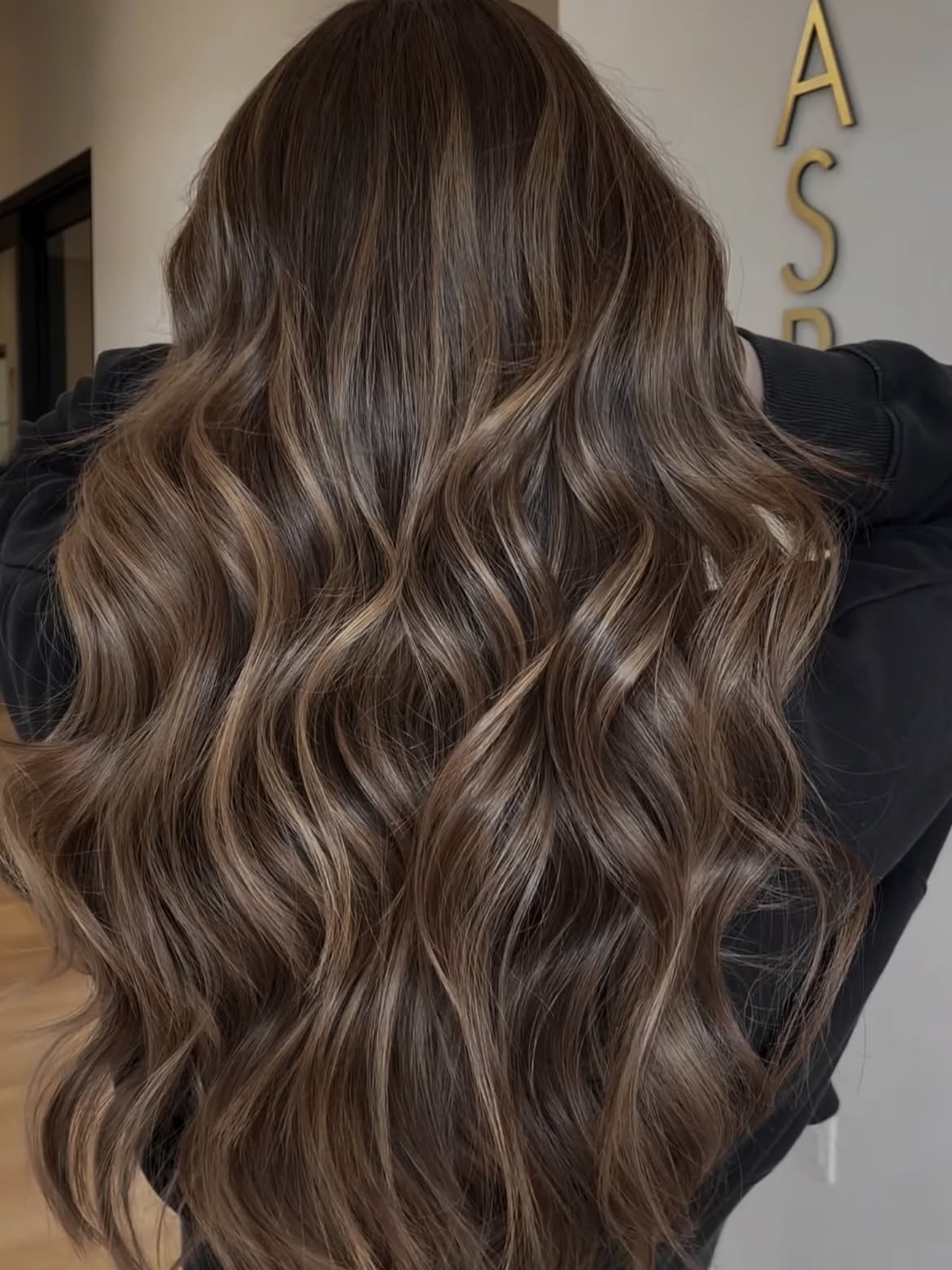 Dimensional Mushroom Brown Balayage With Soft Waves