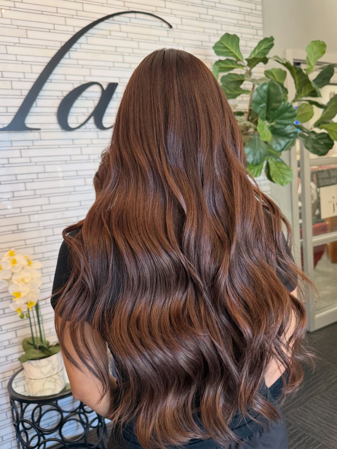 Glossy Chocolate Brown Waves With Long Layers