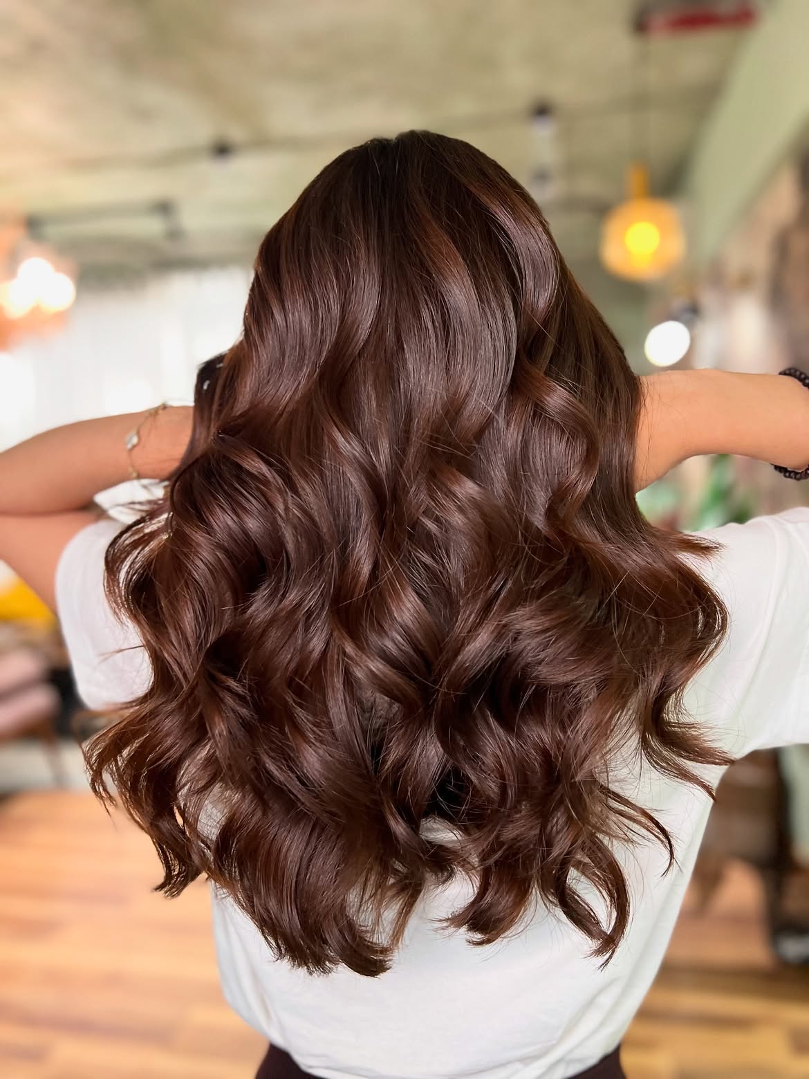 Glossy Chocolate Brown Waves With Long Layers