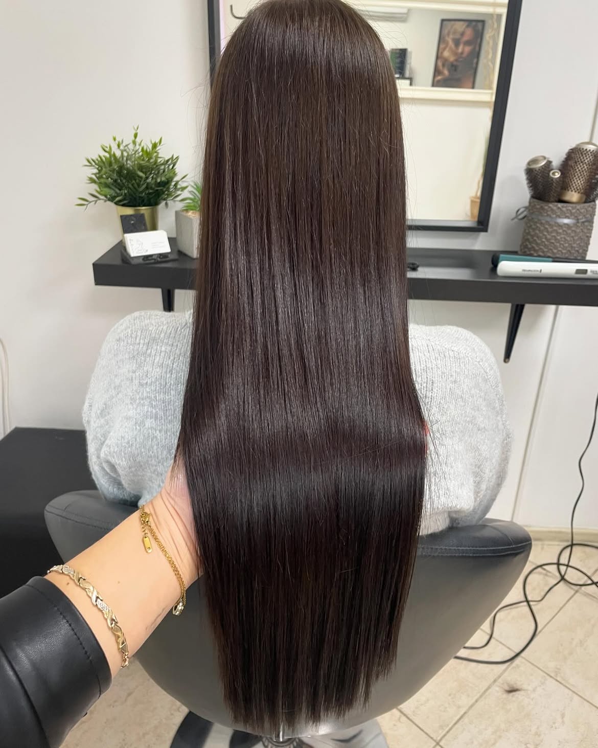 Glossy Long Espresso Straight Hair