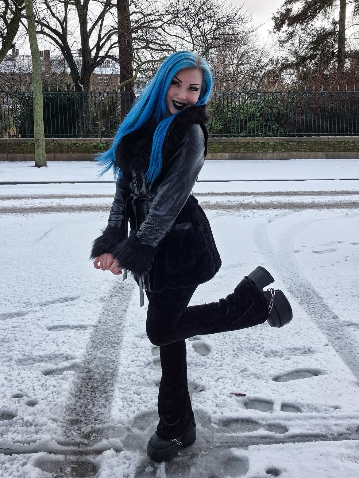 Goth Winter Look With Faux Fur Accents