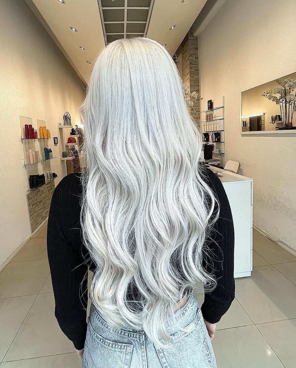 Ice Platinum Blonde Waves With Long Layers