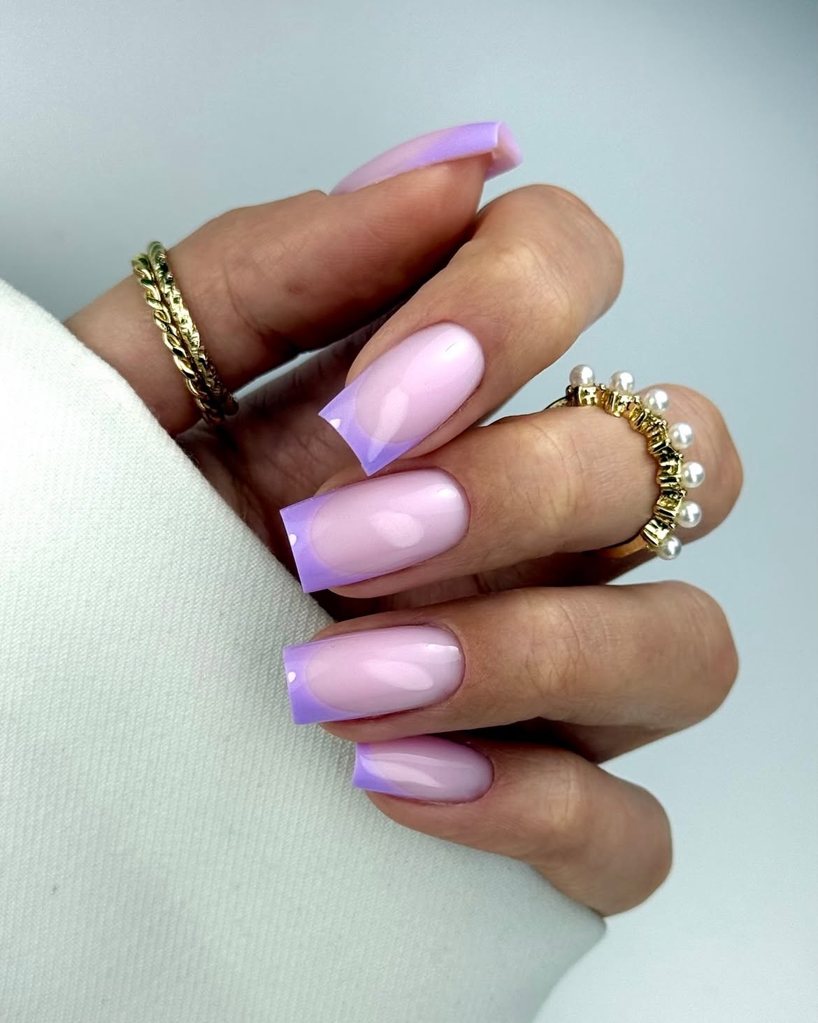 Lavender French Ombre Square Nails