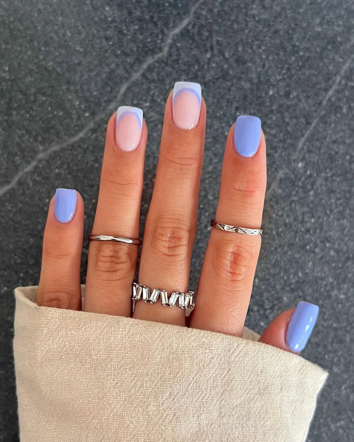 Lavender French Tips with Milky Base