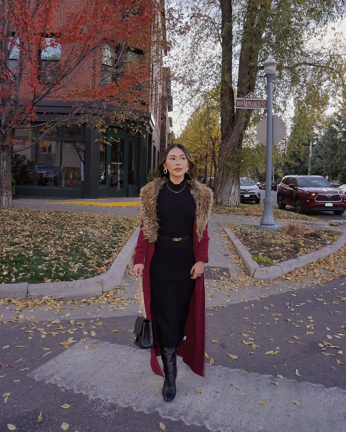 Longline Cardigan With Black Knit Midi Dress